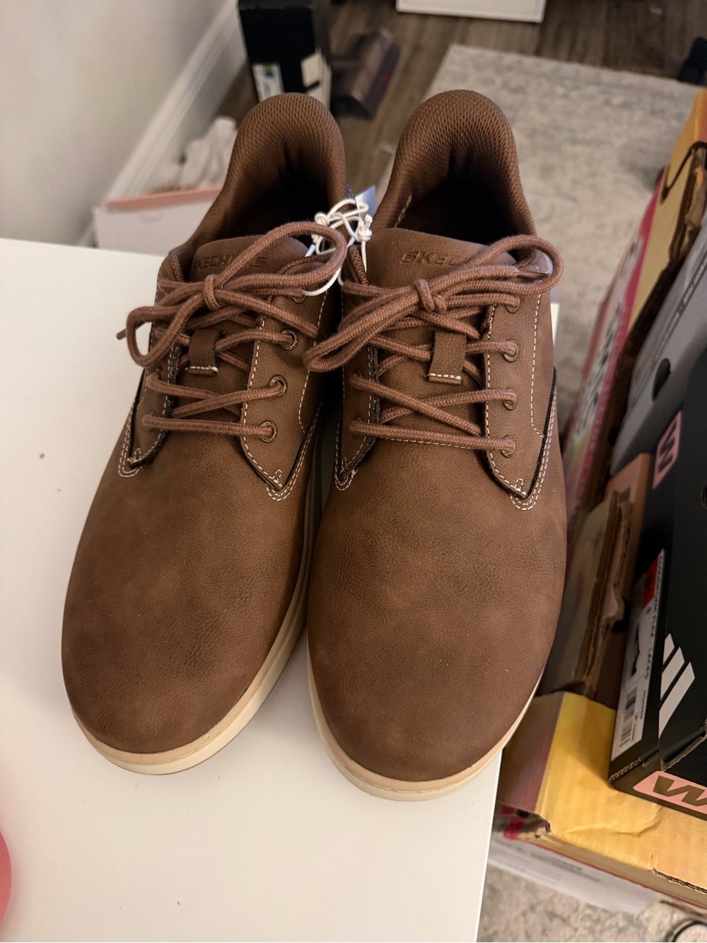 Skechers Men's Brown Lace-Up Oxford Sneakers